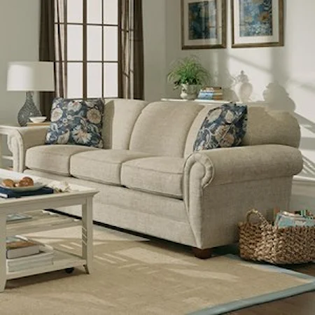 Sofa with Rolled Arms and Exposed Wood Feet